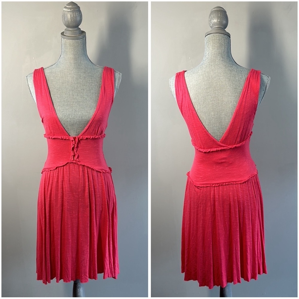 Free People Pink  Ruffle Corset Dress Sz Small Fairy Renaissance Fairycore Girly
